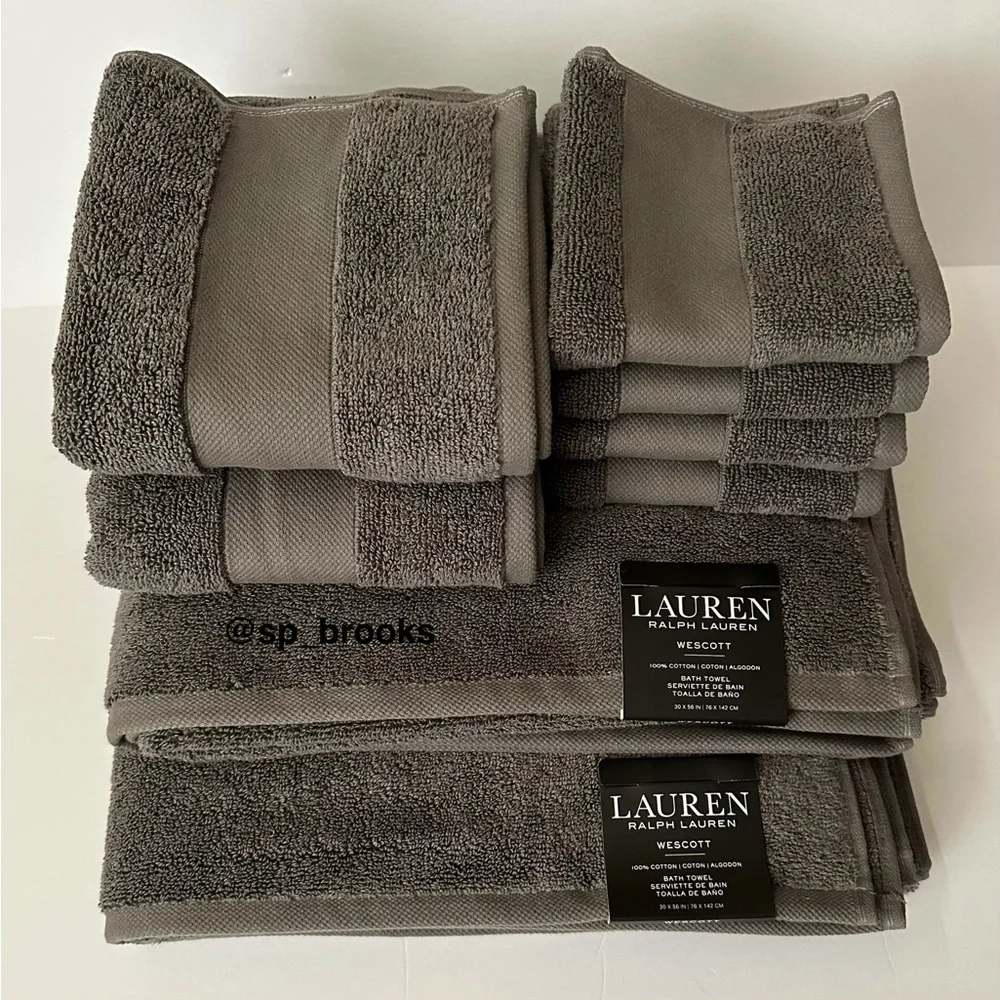 🎁4PC LAUREN Ralph Lauren Wescott Wash Cloth Set - Grey